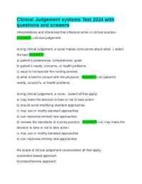 Clinical Judgement systems Test 2024-2025 with questions and answers
