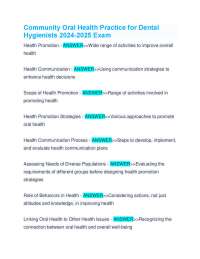 Community Oral Health Practice for Dental Hygienists 2024-2025 Exam