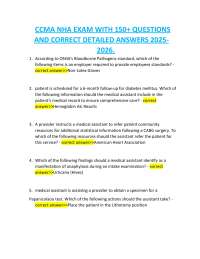 CCMA NHA Exam Questions and Answers 2025-2026: Comprehensive Study Guide