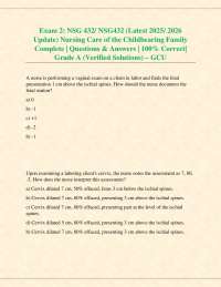 Nursing Care of the Childbearing Family Exam Questions and Answers
