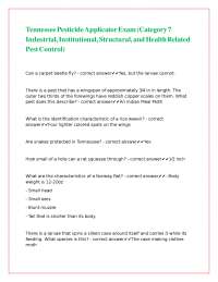 Pest Control Applicator Exam Questions and Answers