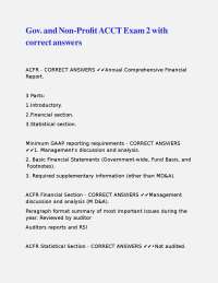 Government and Non-Profit Accounting Exam Questions with Correct Answers