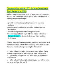 Community Health Nursing Exam Questions and Answers 2025