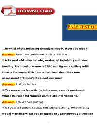 PALS Post Test Exam Questions and Answers 2026/2027 100% CORRECT & VERIFIED ANSWERS. Guara