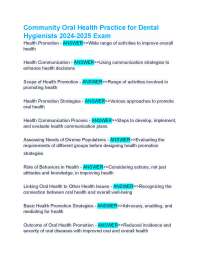 Community Oral Health Practice Exam Questions and Answers