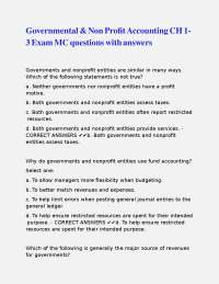 Governmental & Nonprofit Accounting Exam Questions with Answers