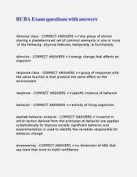 BCBA Exam Questions and Answers: Key Concepts in Applied Behavior Analysis