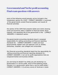 Governmental Accounting Final Exam Questions with Answers