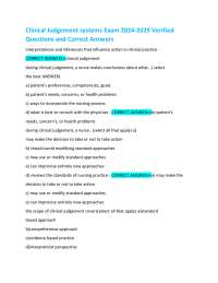 Clinical Judgement Exam Questions and Answers 2024-2025