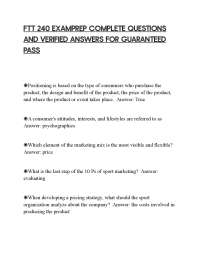 FTT 240 EXAMPREP COMPLETE QUESTIONS AND VERIFIED ANSWERS FOR GUARANTEED PASS