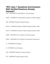 TEFL Quiz: Key Terms and Acronyms with Verified Solutions