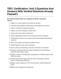 TEFL Certification: Unit 2 Q&A with Verified Solutions