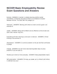 NCCER Basic Employability Exam: Questions and Answers