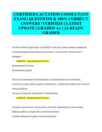 Breastfeeding Exam Questions and Answers: Lactation Consultant Certification