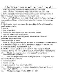 Infectious Diseases of the Heart: Q&A Study Guide