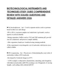 BIOTECHNOLOGICAL INSTRUMENTS AND TECHNIQUES STUDY GUIDE COMPREHENSIVE REVIEW WITH SOLVED Q