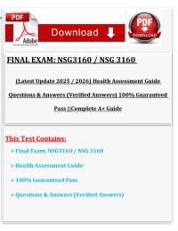 Health Assessment Exam Questions and Answers: NSG3160 Guide - Prof. Jarmie