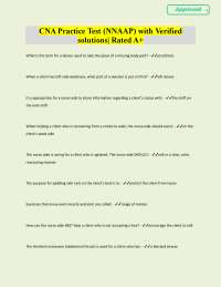 CNA Practice Test: NNAAP Exam Questions and Verified Solutions