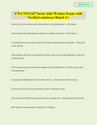 CNA NNAAP Nurse Aide Exam Questions and Verified Solutions