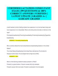 Certified Lactation Consultant Exam Questions and Answers