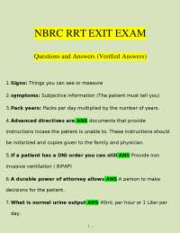 NBRC RRT Exit Exam: Questions and Verified Answers for Respiratory Therapy