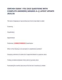 ISM5404 Exam 1 FSU: Questions and Answers (2025)
