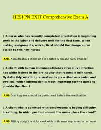 Comprehensive Nursing Exam: Questions and Answers