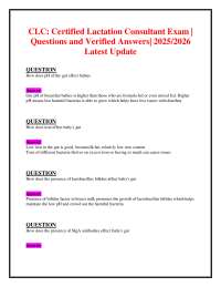 CLC Exam Questions and Answers: Lactation Consultant Certification