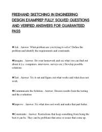 FREEHAND SKETCHING IN ENGINEERING DESIGN EXAMPREP FULLY SOLVED QUESTIONS AND VERIFIED ANSW