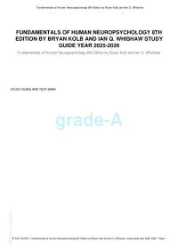 FUNDAMENTALS OF HUMAN NEUROPSYCHOLOGY 8TH ED BY BRYAN KOLB AND IAN Q. WHISHAW STUDY GUIDE