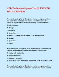 Immune System Test Questions with Answers