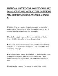 AMERICAN HISTORY CIVIL WAR VOCABULARY EXAM LATEST 2026 WITH ACTUAL QUESTIONS AND VERIFIED