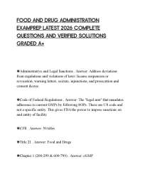FOOD AND DRUG ADMINISTRATION EXAMPREP LATEST 2026 COMPLETE QUESTIONS AND VERIFIED SOLUTION