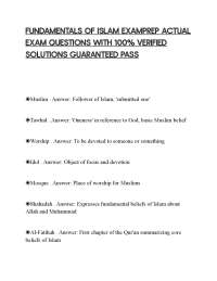 FUNDAMENTALS OF ISLAM EXAMPREP ACTUAL EXAM QUESTIONS WITH 100% VERIFIED SOLUTIONS GUARANTE