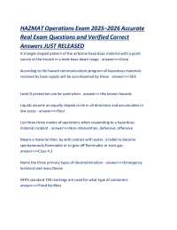 HAZMAT Operations Exam Questions and Answers 2025-2026