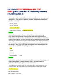 Pharmacology Test Bank: Questions and Answers for Nursing Students