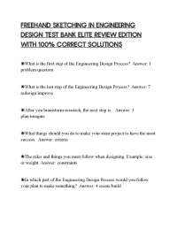 FREEHAND SKETCHING IN ENGINEERING DESIGN TEST BANK ELITE REVIEW EDITION WITH 100% CORRECT