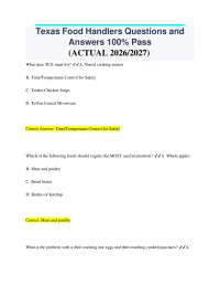Texas Food Handler Certification Exam Questions and Answers (2026/2027)