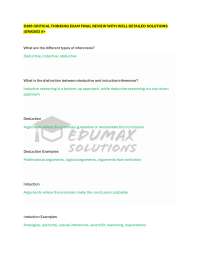 Critical Thinking Exam Review with Detailed Solutions