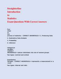 Straighterline Introduction to Statistics Exam Questions With Correct Answers.