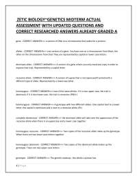 Genetics Midterm Exam Questions and Answers
