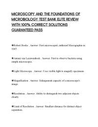 MICROSCOPY AND THE FOUNDATIONS OF MICROBIOLOGY TEST BANK ELITE REVIEW WITH 100% CORRECT SO
