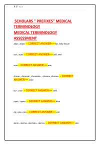 Medical Terminology: Scholars' Prefixes
