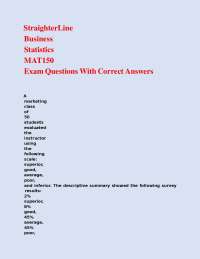 Business Statistics Exam Questions with Correct Answers