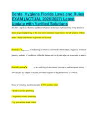 Florida Dental Hygiene Laws and Rules Exam Prep 2026/2027