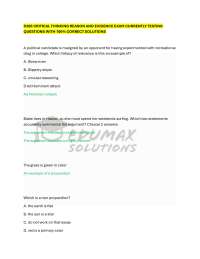 Critical Thinking: Reasoning and Evidence Exam Questions with Solutions