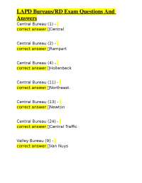 LAPD Bureaus/RD Exam Questions and Answers