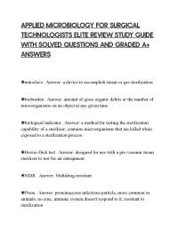 APPLIED MICROBIOLOGY FOR SURGICAL TECHNOLOGISTS ELITE REVIEW STUDY GUIDE WITH SOLVED QUEST