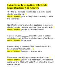 Crime Scene Investigation Exam Questions and Answers