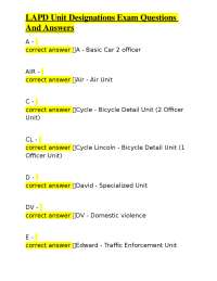 LAPD Unit Designations Exam: Questions and Answers